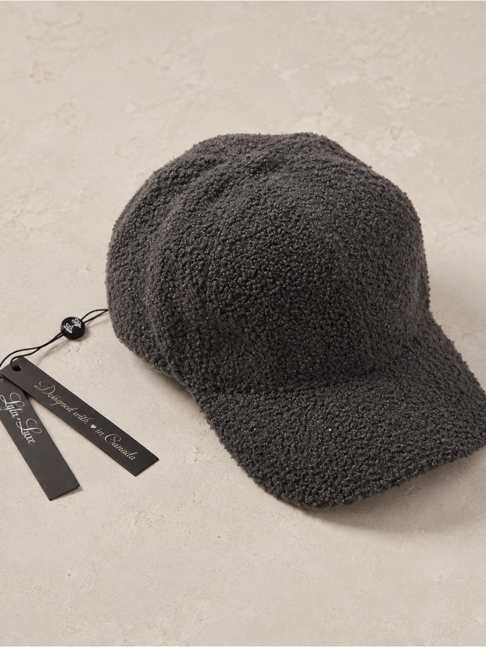Women's Charcoal Bouclé Baseball Cap